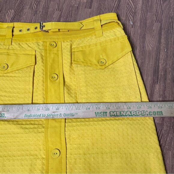 Marc by Marc Jacobs‎ Yellow A Line Belted Button Down Cargo Pocket Skirt Size 8 - Picture 6 of 7